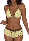 Women's Polka Dots 2 Piece Swimsuit Triangle Halter Bikini Set Boyshorts Bathing Suit