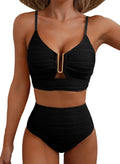 2 Piece Bikini Set U-Wire Cutout Popular Swimsuit High Waisted Textured  Summer Beach Swim Bathing Suits