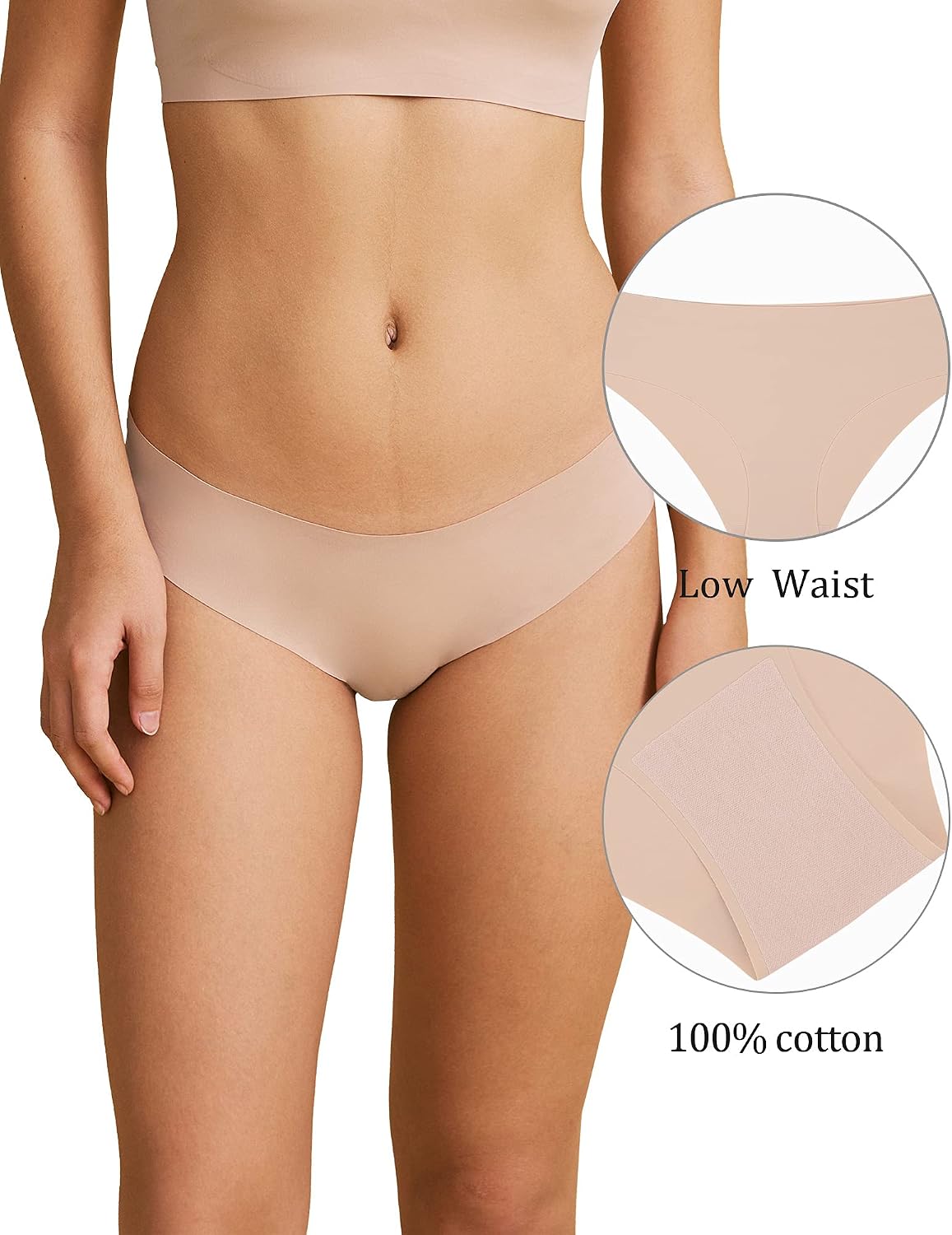 Women Seamless  Bikini No Show Panties Ladies Invisible Breathable Briefs Soft Stretch Underwear Multi Pack