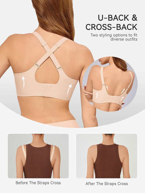 Bras for Women No Underwire Wireless Bras - Seamless Push Up Full Coverage Bralettes Comfortable Everyday Bra
