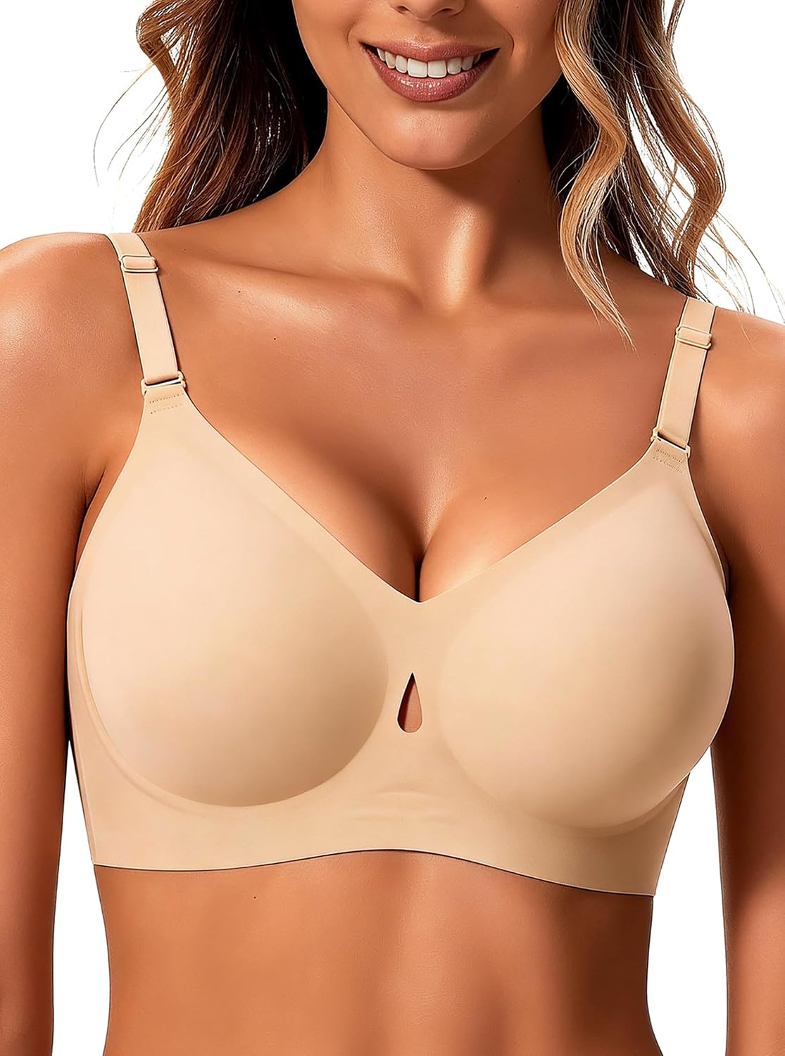Jelly Wireless Bras for Women Sexy Comfortable Bra Bralettes V Neck No Underwire Bras Push Up Everyday Seamless Bra