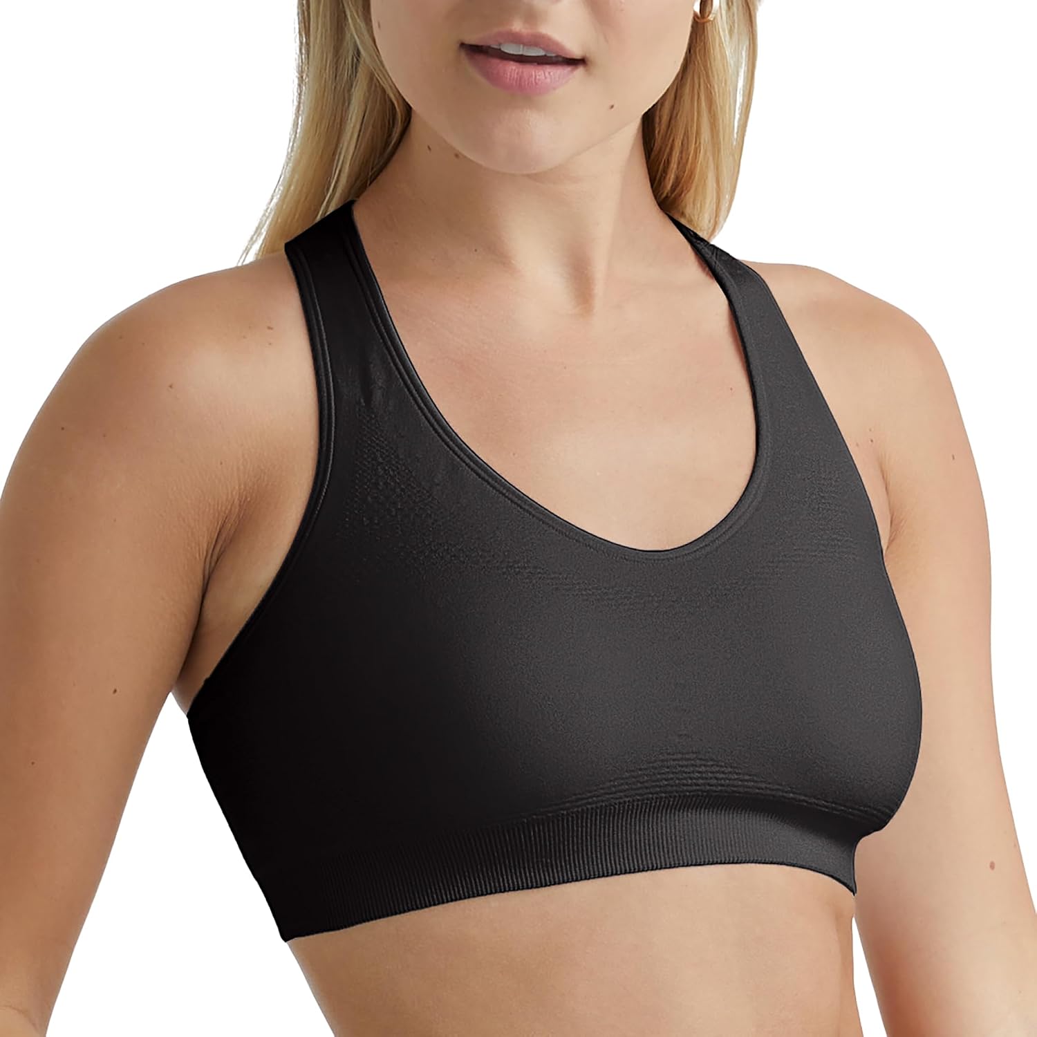 Women Sports Bra, Seamless Racerback Sports Bra, Moderate Support, Moisture-Wicking, 1 or 3 Pack
