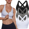 Women Sports Bras High Impact Strappy Cross Back Padded Workout Bras for Running Yoga Gym
