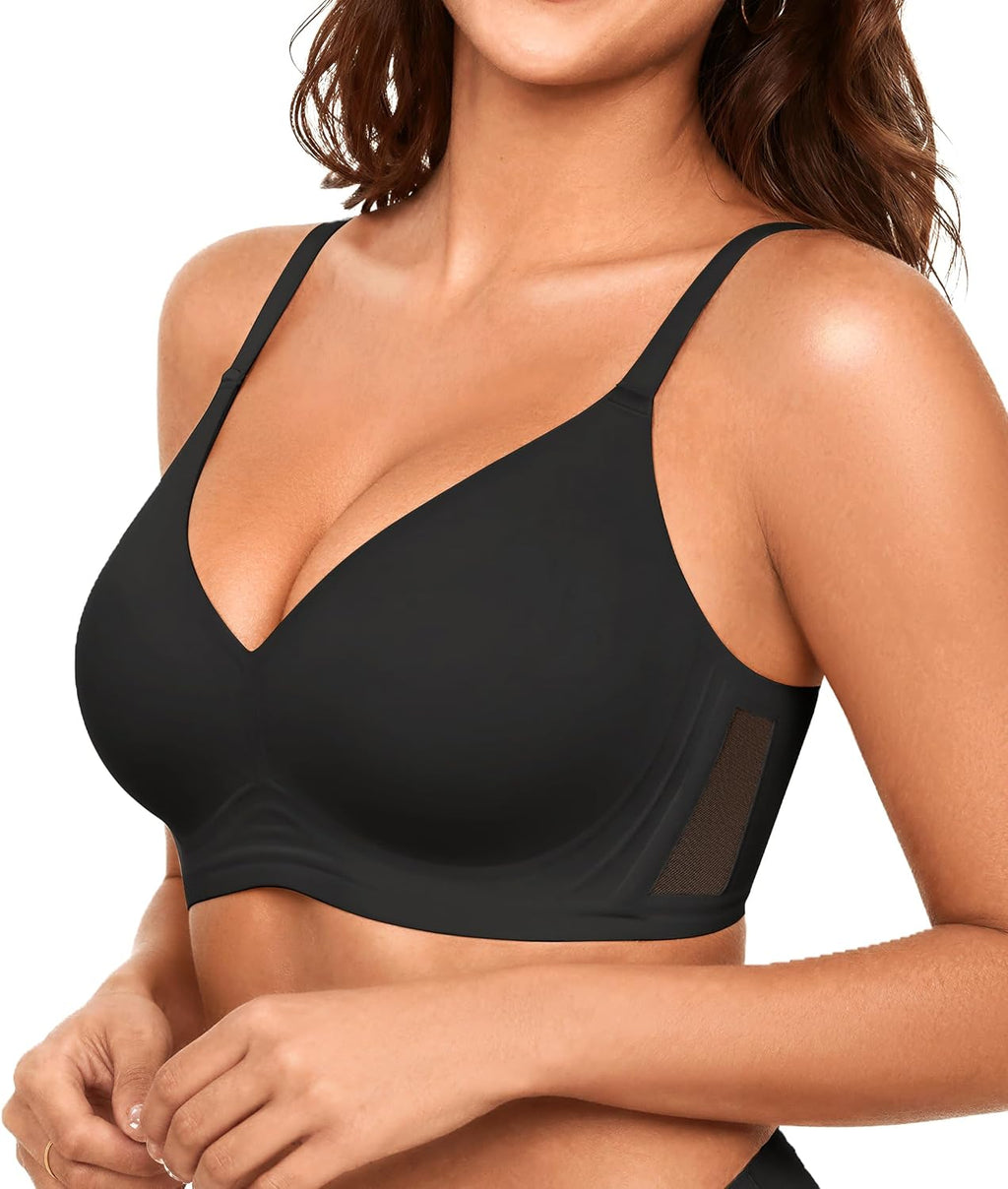 Wireless Jelly Bras for Women - Full Coverage Supportive Seamless No Underwire Bra Comfy Tshirt Bra Anti Sagging Breast Bras