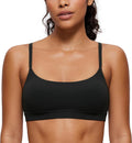 Women  Adjustable Spaghetti Strap Sports Bra - Scoop Neck Wireless Padded Yoga Workout Crop Top